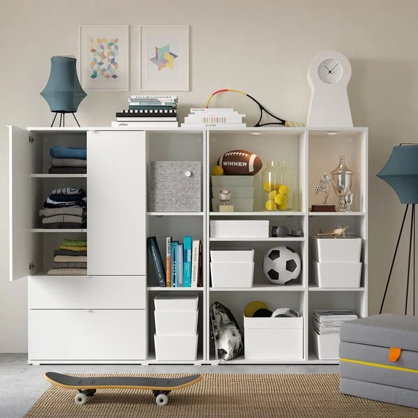 VIHALS storage combination, white, 200x37x140 cm