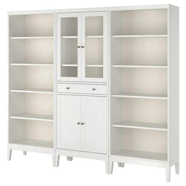 IDANÄS storage combination w glass doors, white, 244x39x211 cm