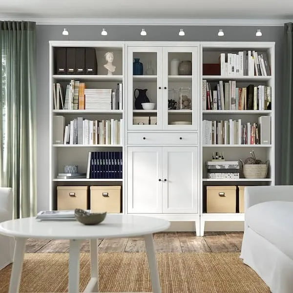 IDANÄS storage combination w glass doors, white, 244x39x211 cm