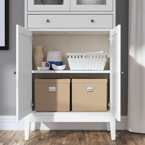 IDANÄS storage combination w glass doors, white, 244x39x211 cm