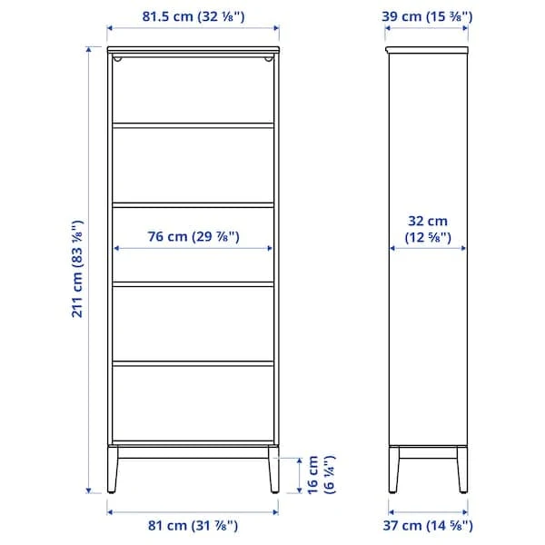IDANÄS storage combination w glass doors, white, 244x39x211 cm