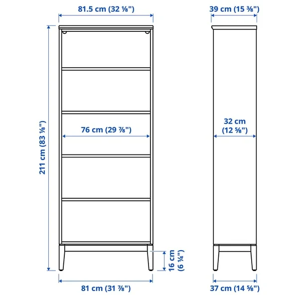 IDANÄS storage combination w glass doors, white, 244x39x211 cm