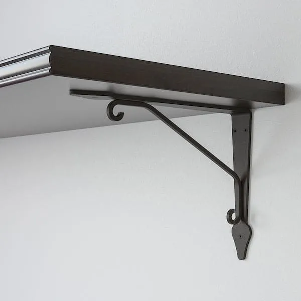 BERGSHULT / KROKSHULT wall shelf, brown-black/anthracite, 80x30 cm
