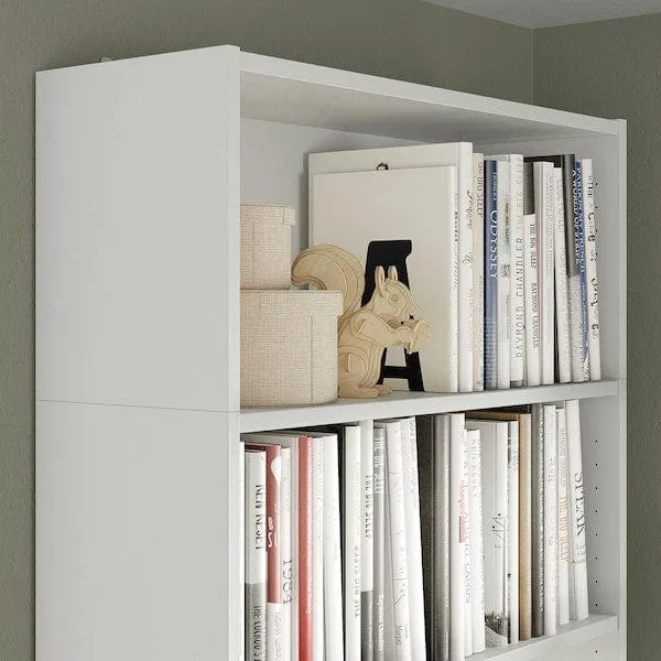 BILLY bookcase with height extension unit, white, 80x39x237 cm