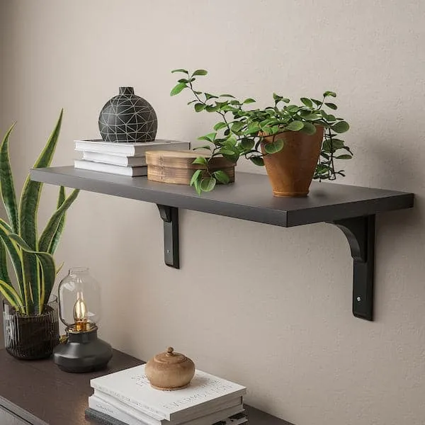 BERGSHULT / RAMSHULT wall shelf, brown-black, 80x30 cm