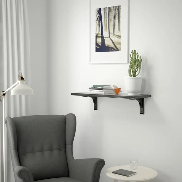 BERGSHULT / RAMSHULT wall shelf, brown-black, 80x30 cm