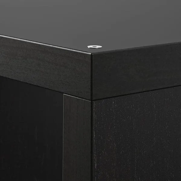 KALLAX shelving unit with 4 inserts, black-brown, 147x147 cm
