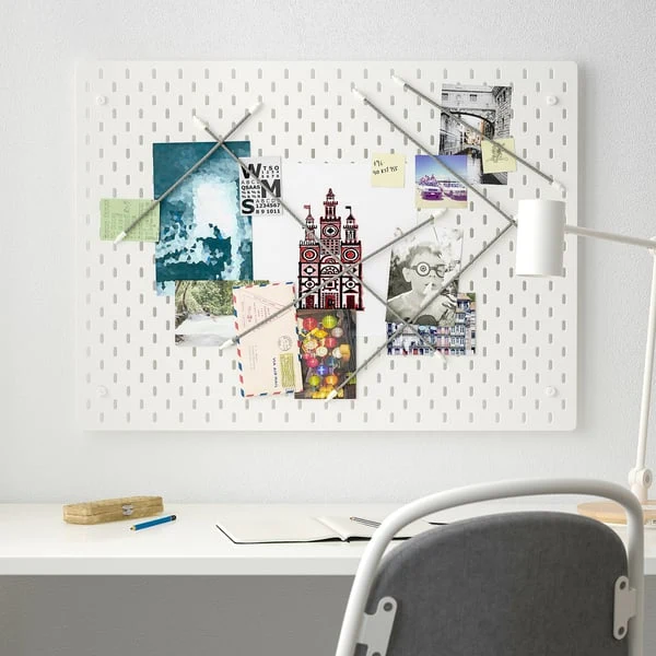 SKÅDIS pegboard combination, white, 76x56 cm