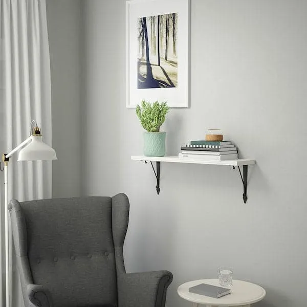BERGSHULT / KROKSHULT wall shelf, white/anthracite, 80x20 cm
