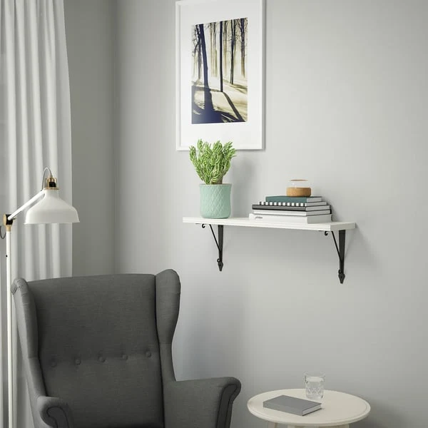 BERGSHULT / KROKSHULT wall shelf, white/anthracite, 80x20 cm