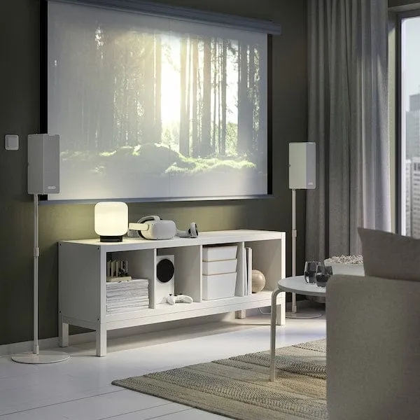KALLAX shelving unit with underframe, white/white, 147x59 cm