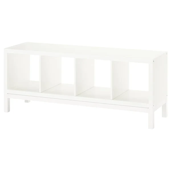 KALLAX shelving unit with underframe, white/white, 147x59 cm