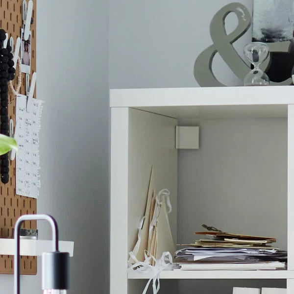 KALLAX shelving unit with underframe, white/white, 147x59 cm