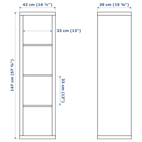 KALLAX shelving unit with 2 inserts, with 4 drawers/black-brown, 147x42 cm