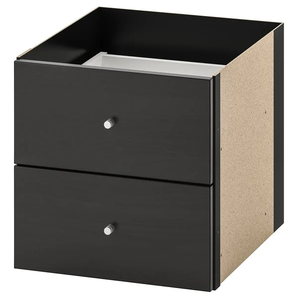 KALLAX shelving unit with 2 inserts, with 4 drawers/black-brown, 147x42 cm