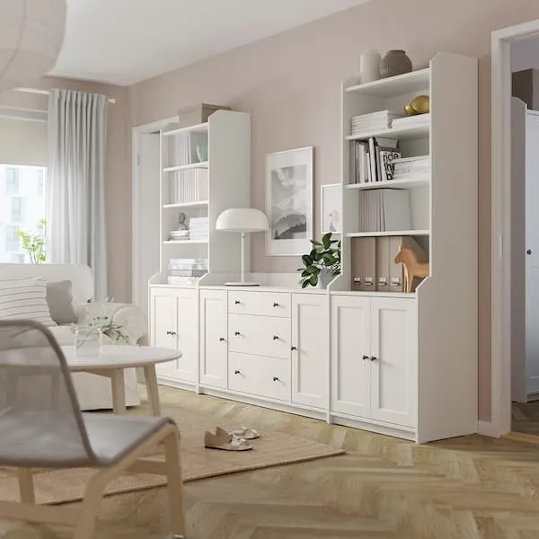 HAUGA storage combination, white, 279x46x199 cm