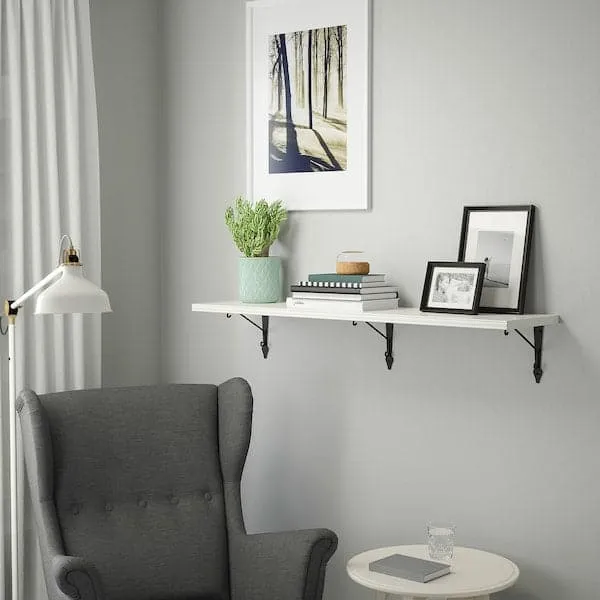 BERGSHULT / KROKSHULT wall shelf, white/anthracite, 120x30 cm