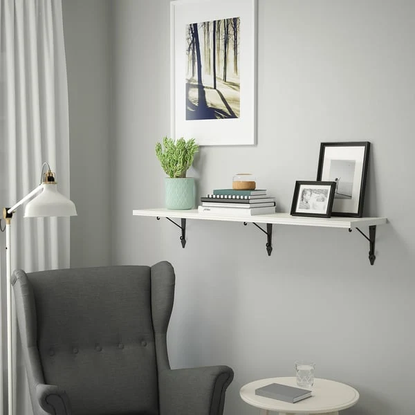 BERGSHULT / KROKSHULT wall shelf, white/anthracite, 120x30 cm