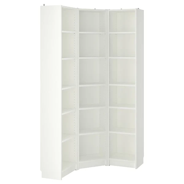 BILLY bookcase combination/crnr solution, white, 95/95x28x202 cm