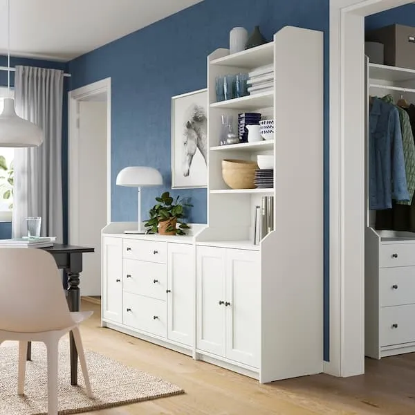 HAUGA storage combination, white, 210x46x199 cm