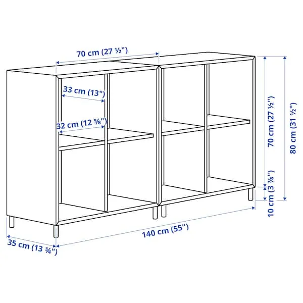 EKET cabinet combination with legs, dark grey/wood, 140x35x80 cm
