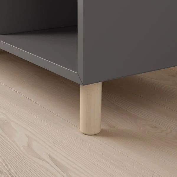 EKET cabinet combination with legs, dark grey/wood, 140x35x80 cm