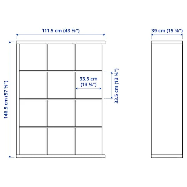 KALLAX shelving unit with 6 inserts, white, 112x147 cm
