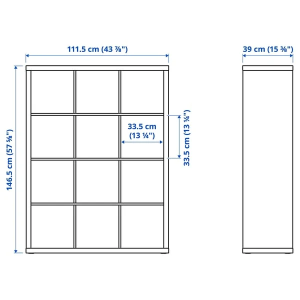 KALLAX shelving unit with 6 inserts, white, 112x147 cm