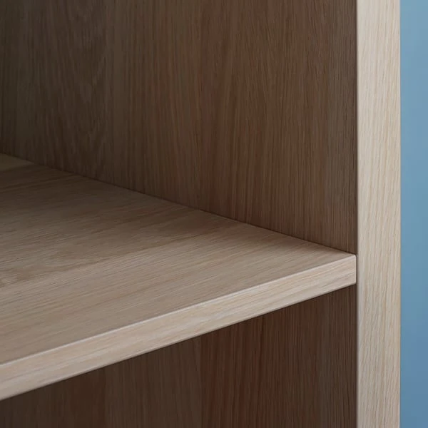 KALLAX shelving unit with 4 inserts, white stained oak effect, 147x112 cm