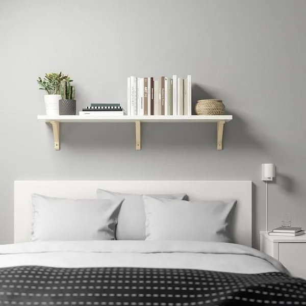 BERGSHULT / SANDSHULT wall shelf, white/aspen, 120x30 cm