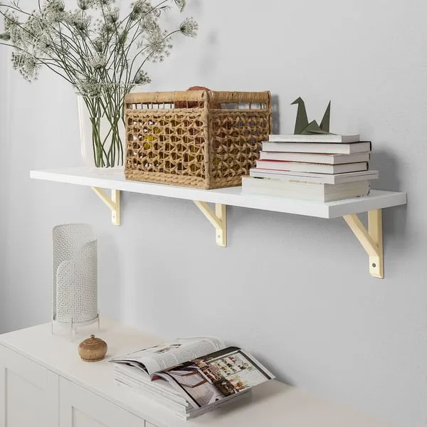 BERGSHULT / SANDSHULT wall shelf, white/aspen, 120x30 cm