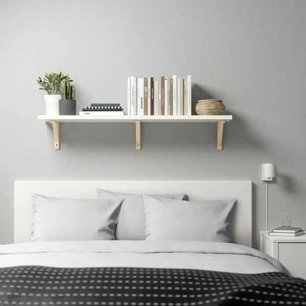 BERGSHULT / SANDSHULT wall shelf, white/aspen, 120x30 cm
