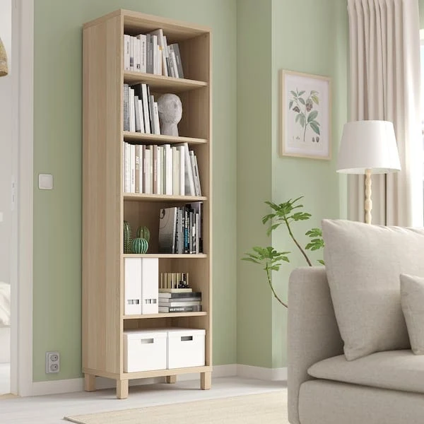 BESTÅ cabinet unit, white stained oak effect, 60x40x202 cm