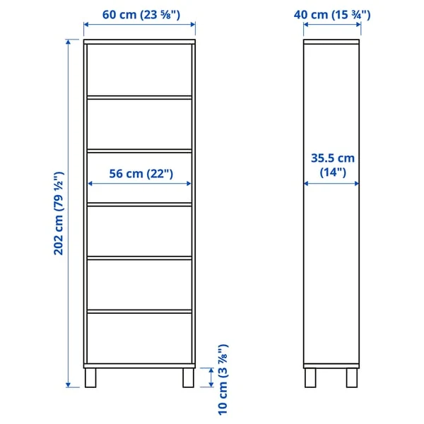 BESTÅ cabinet unit, white stained oak effect, 60x40x202 cm