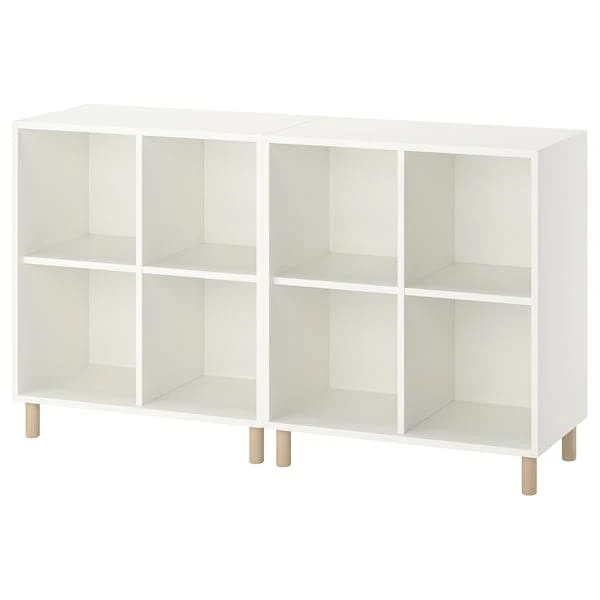 EKET cabinet combination with legs, white/wood, 140x35x80 cm