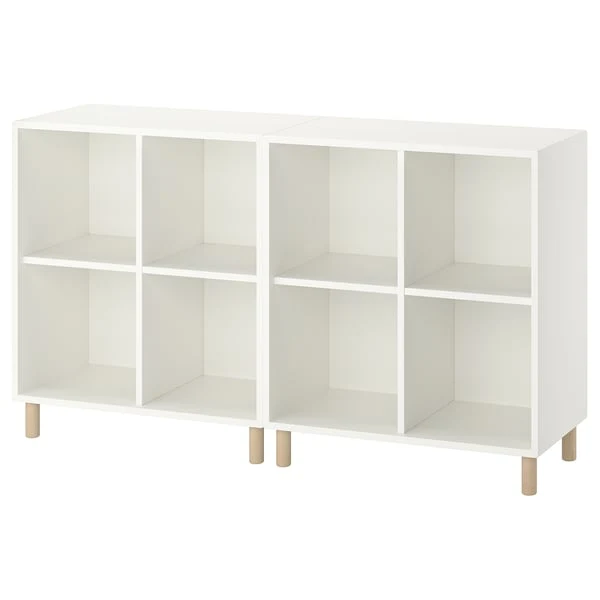 EKET cabinet combination with legs, white/wood, 140x35x80 cm