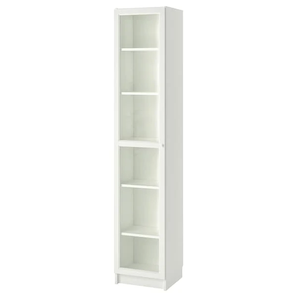BILLY / OXBERG bookcase with glass door, white/glass, 40x41x202 cm