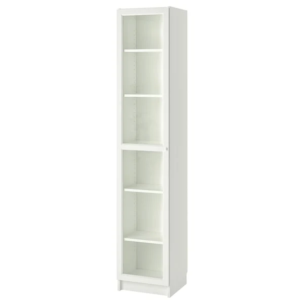 BILLY / OXBERG bookcase with glass door, white/glass, 40x41x202 cm