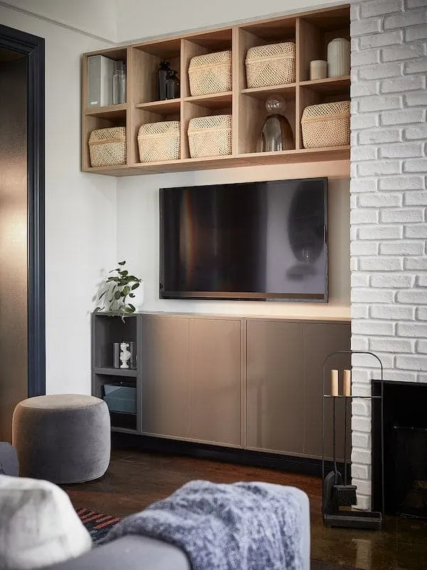 EKET wall-mounted shelving unit, white stained oak effect, 35x35x35 cm