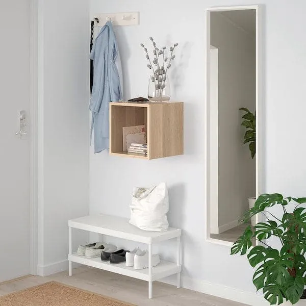 EKET wall-mounted shelving unit, white stained oak effect, 35x35x35 cm