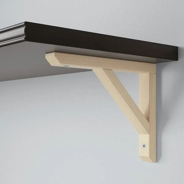 BERGSHULT / SANDSHULT wall shelf, brown-black/aspen, 120x30 cm