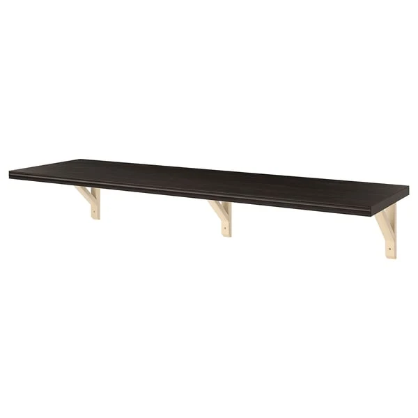 BERGSHULT / SANDSHULT wall shelf, brown-black/aspen, 120x30 cm