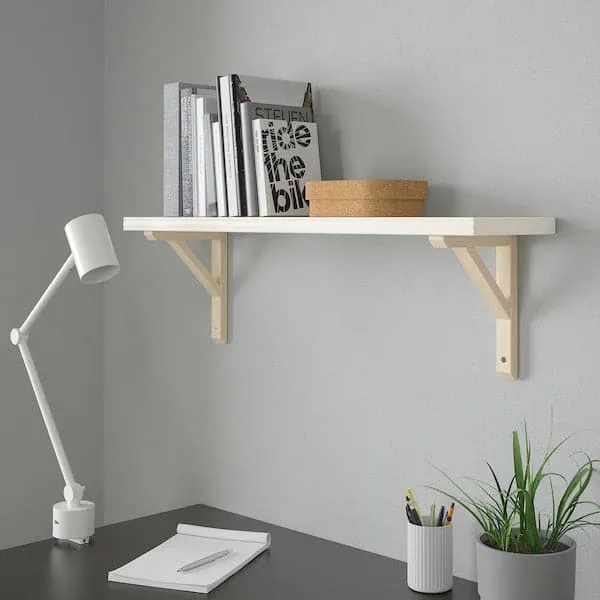 BERGSHULT / SANDSHULT wall shelf, white/aspen, 80x20 cm