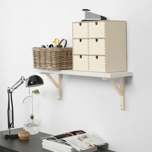 BERGSHULT / SANDSHULT wall shelf, white/aspen, 80x20 cm