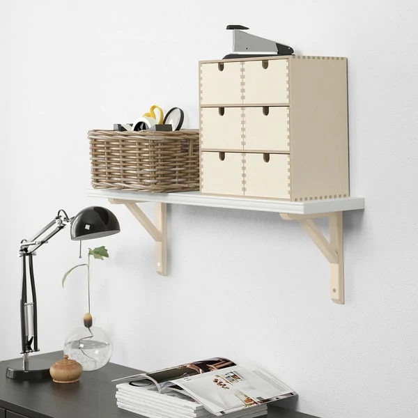 BERGSHULT / SANDSHULT wall shelf, white/aspen, 80x20 cm