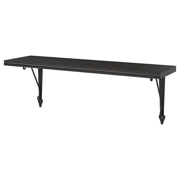 BERGSHULT / KROKSHULT wall shelf, brown-black/anthracite, 80x20 cm