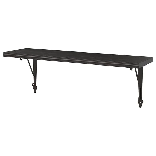 BERGSHULT / KROKSHULT wall shelf, brown-black/anthracite, 80x20 cm
