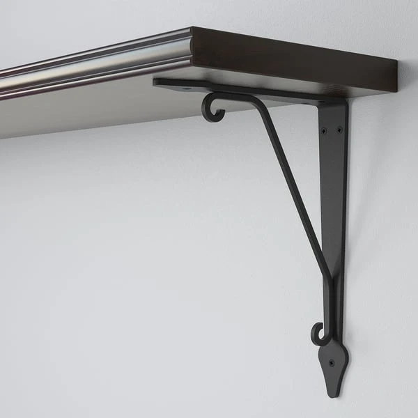 BERGSHULT / KROKSHULT wall shelf, brown-black/anthracite, 80x20 cm