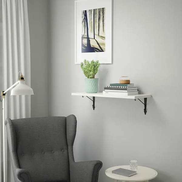 BERGSHULT / KROKSHULT wall shelf, white/anthracite, 80x30 cm