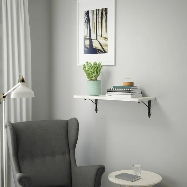 BERGSHULT / KROKSHULT wall shelf, white/anthracite, 80x30 cm